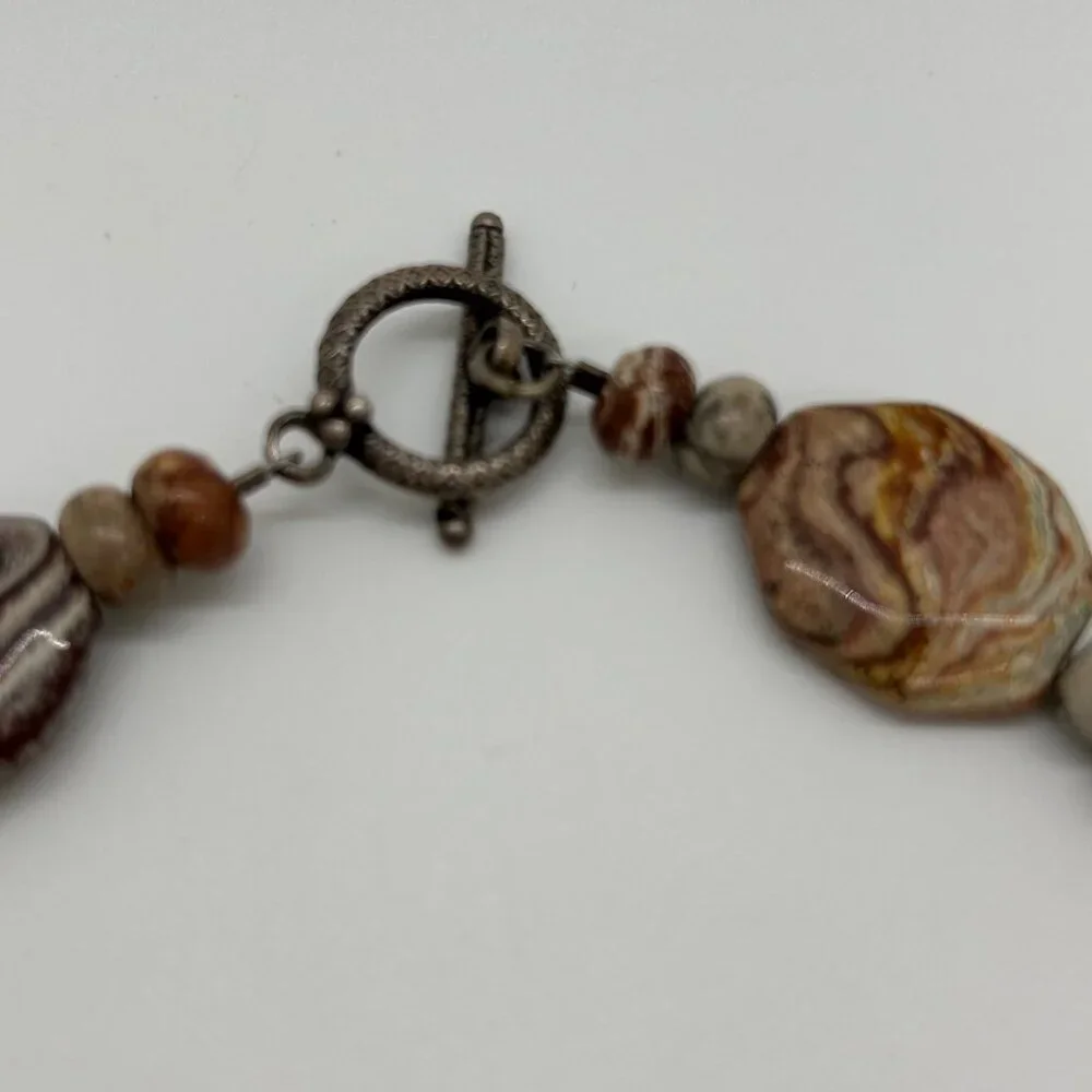 Handcrafted Jasper Necklace Multi-Color Beaded Earth Tone Artisan Stone 20" - Picture 11 of 13